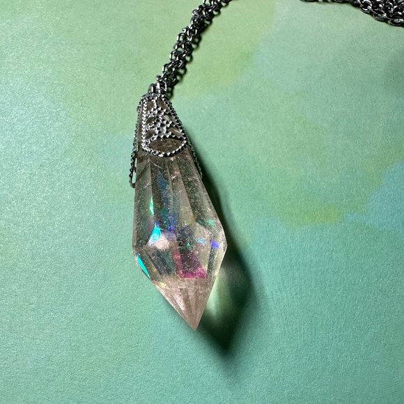 Handmade Holographic Pink Resin "crystal" Necklace - Picture 4 of 6